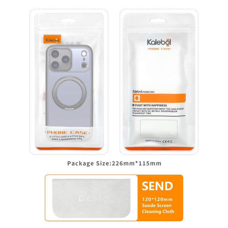 For iPhone 16 kalebol MagSafe Metal Ring Holder Phone Case(Transparent) by Kalebol