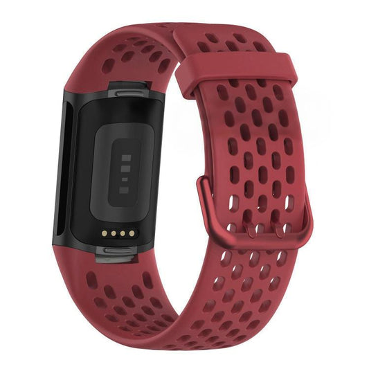 For Fitbit Charge 6 / 5 xDfind Hole Style Breathable Silicone Watch Band(Red) by xDfind
