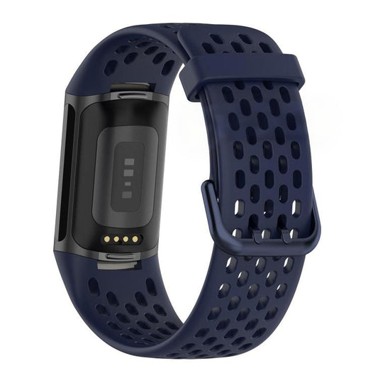 For Fitbit Charge 6 / 5 xDfind Hole Style Breathable Silicone Watch Band(Dark Blue) by xDfind