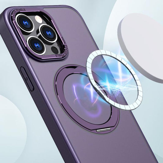 For iPhone 16 Pro Max kalebol MagSafe Metal Ring Holder Phone Case(Dark Purple) by Kalebol