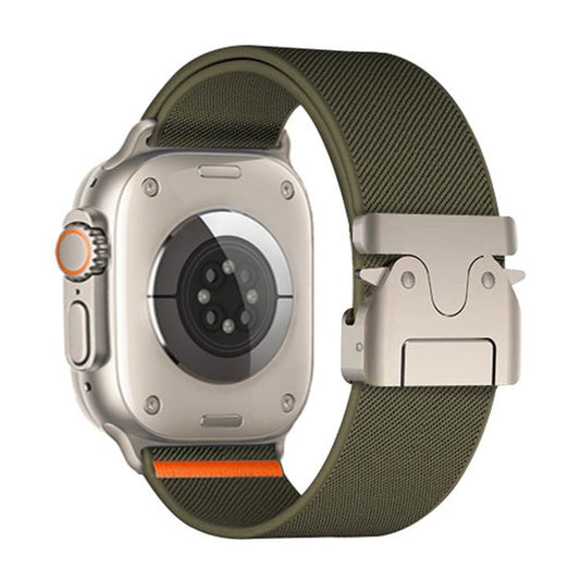 For Apple Watch 42 / 44 / 45 / 46 / 49mm xDfind Parachute Buckle Stretch Nylon Watch Band(Army Green) by xDfind
