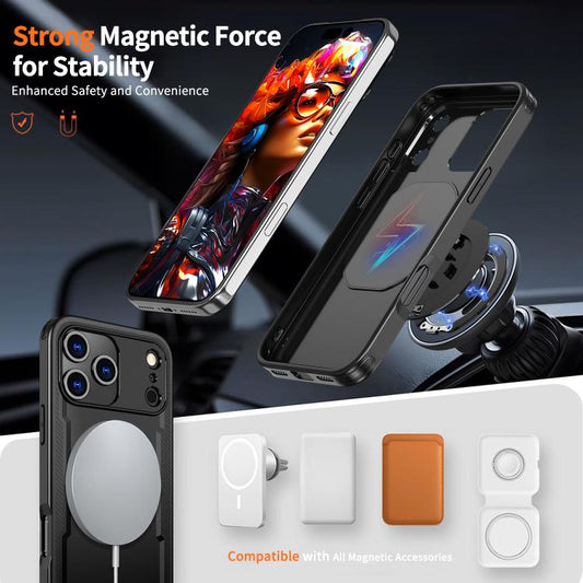 For iPhone 17 Pro kalebol Metal 360 Degree Rotation Holder MagSafe Phone Case(Black) by Kalebol