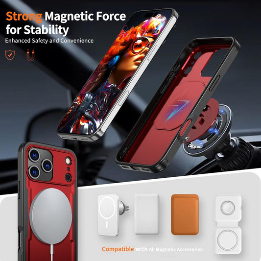 For iPhone 17 Pro kalebol Metal 360 Degree Rotation Holder MagSafe Phone Case(Red) by Kalebol
