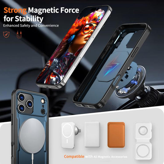 For iPhone 17 Pro kalebol Metal 360 Degree Rotation Holder MagSafe Phone Case(Navy Blue) by Kalebol