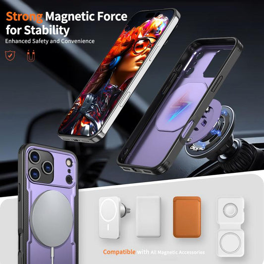 For iPhone 17 Pro kalebol Metal 360 Degree Rotation Holder MagSafe Phone Case(Purple) by Kalebol