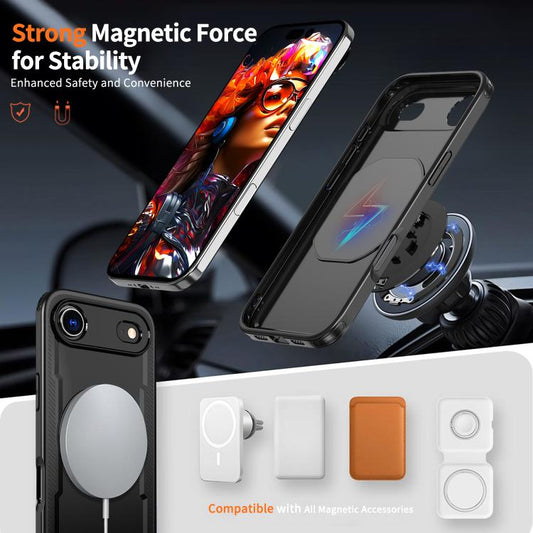 For iPhone Air kalebol Metal 360 Degree Rotation Holder MagSafe Phone Case(Black) by Kalebol