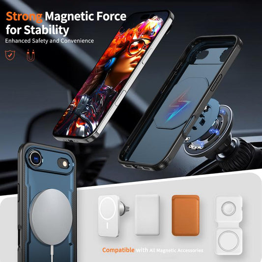For iPhone Air kalebol Metal 360 Degree Rotation Holder MagSafe Phone Case(Navy Blue) by Kalebol