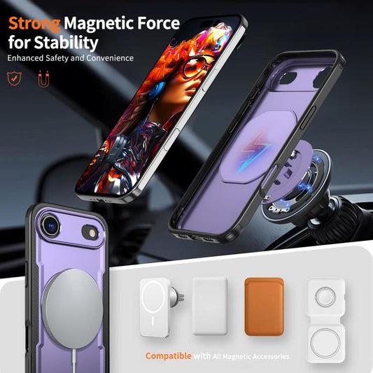 For iPhone Air kalebol Metal 360 Degree Rotation Holder MagSafe Phone Case(Purple) by Kalebol