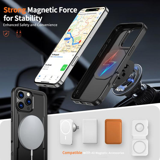 For iPhone 16 Pro Max kalebol Metal 360 Degree Rotation Holder MagSafe Phone Case(Black) by Kalebol