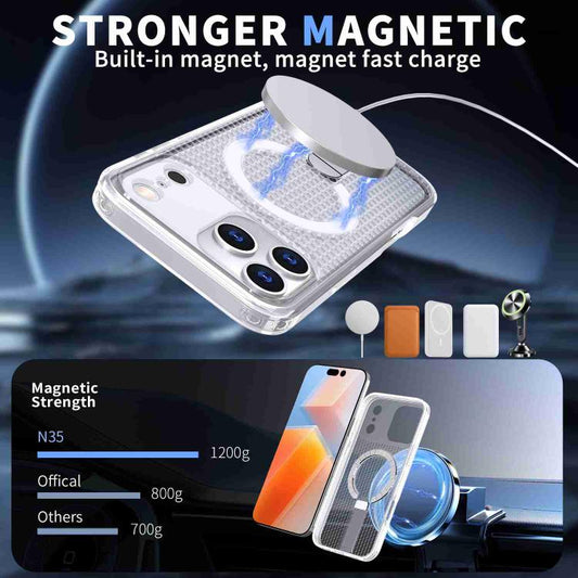 For iPhone 17 Pro Max kalebol Honeycomb Cooling MagSafe Holder Phone Case(Frosted Transparent) by Kalebol