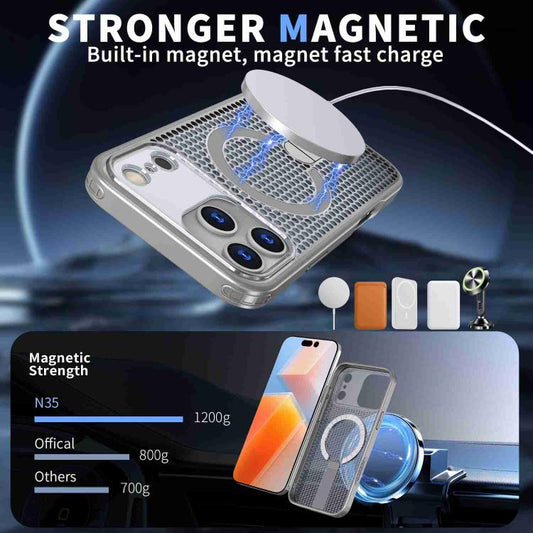 For iPhone 17 Pro kalebol Honeycomb Cooling MagSafe Holder Phone Case(Titanium Grey) by Kalebol