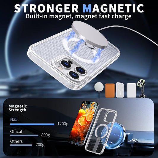 For iPhone 16 kalebol Honeycomb Cooling MagSafe Holder Phone Case(Frosted Transparent) by Kalebol