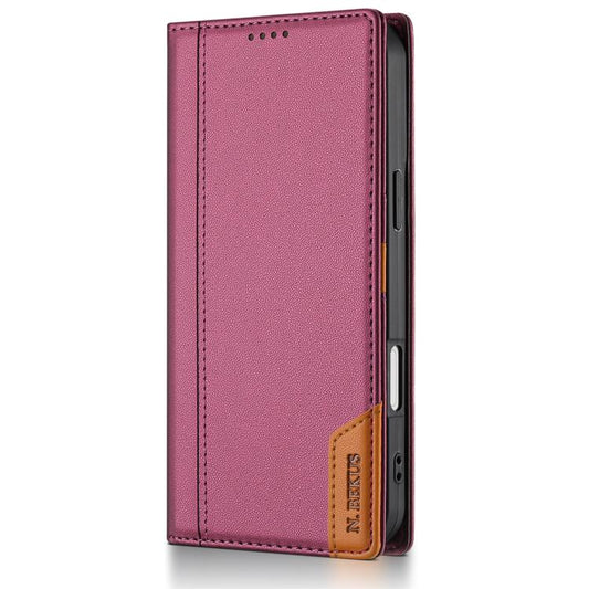 For iPhone 17 Pro N.BEKUS P3 RFID Stitching Magnetic Flip Leather Phone Case(Wine Red) by N.BEKUS