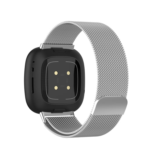 For Fitbit Versa 3 / Fitbit Sense Magnetic Milano Watch Band, Size:Large Size(Silver) by bashfashion