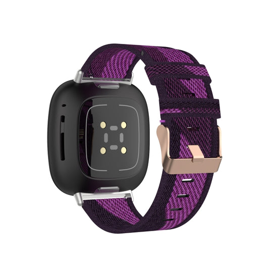 For Fitbit Versa 3 / Fitbit Sense Nylon Canvas Strip Texture Watch Band, Size: Free Size(Purple) by bashfashion