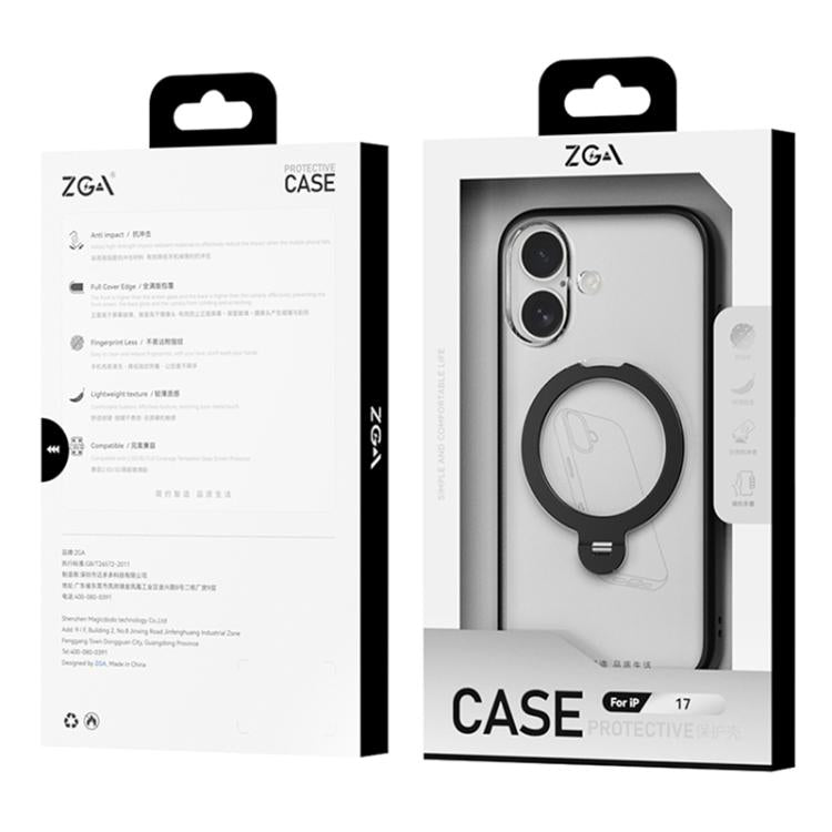 For iPhone 17 Pro ZGA 360 Pivot Holder Magsafe PC Hybrid TPU Phone Case(Grey) by ZGA