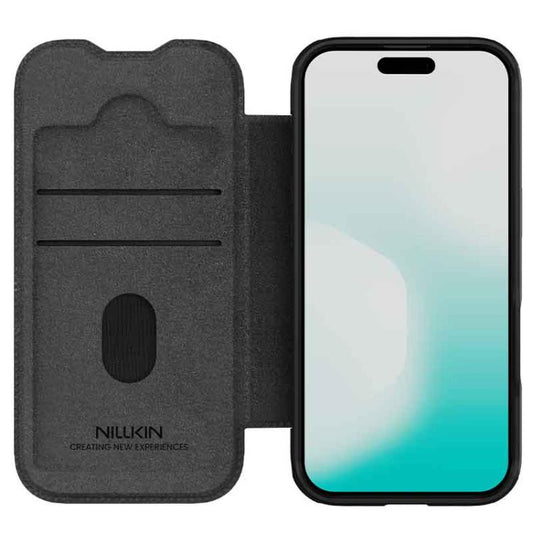 For iPhone 17 NILLKIN QIN Series Pro Sliding Camera Cover Design Leather Phone Case(Black) by NILLKIN
