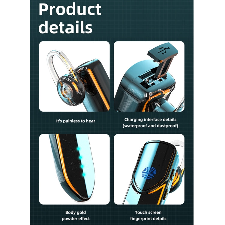 V19S Bluetooth 5.0 Business Style Fingerprint Touch Bluetooth Earphone(Silver) by bashfashion