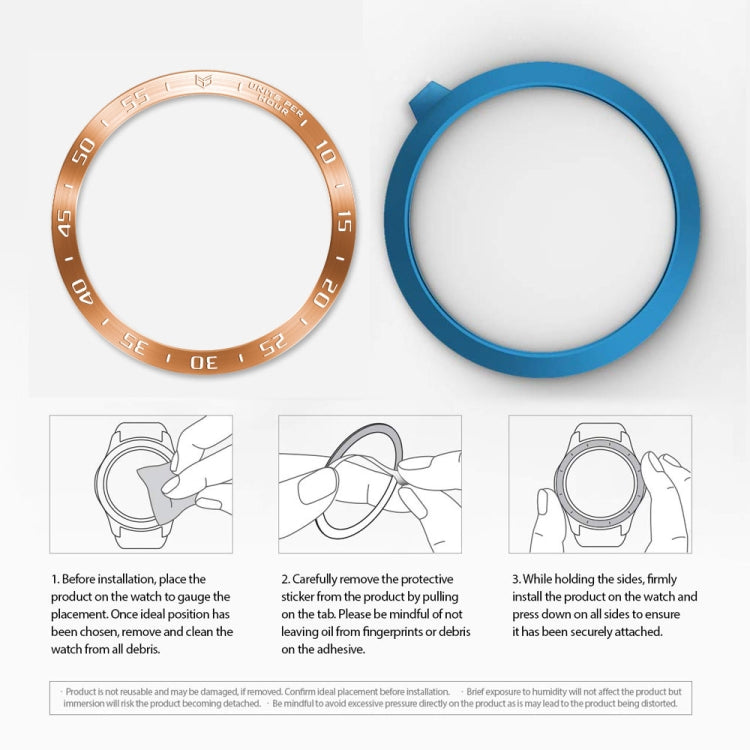 For Samsung Galaxy Watch 3 45mm Smart Watch Steel Bezel Ring, A Version(Rose Gold Ring White Letter) by ENKAY