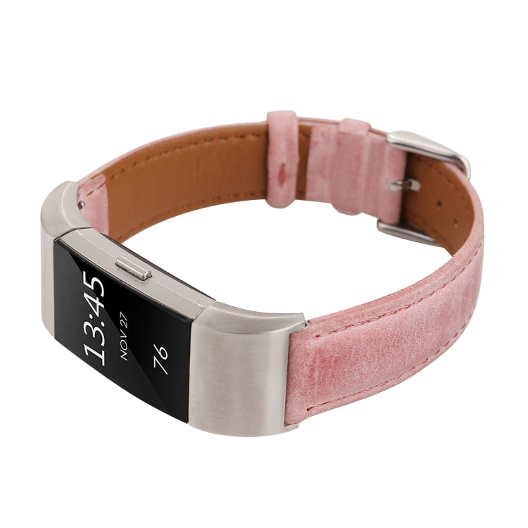 For Fitbit Charge 2 Fresh Style Leather Watch Band(Pink) by bashfashion
