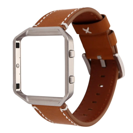 For Fitbit Blaze Calf Leather Watch Band(Brown) by bashfashion