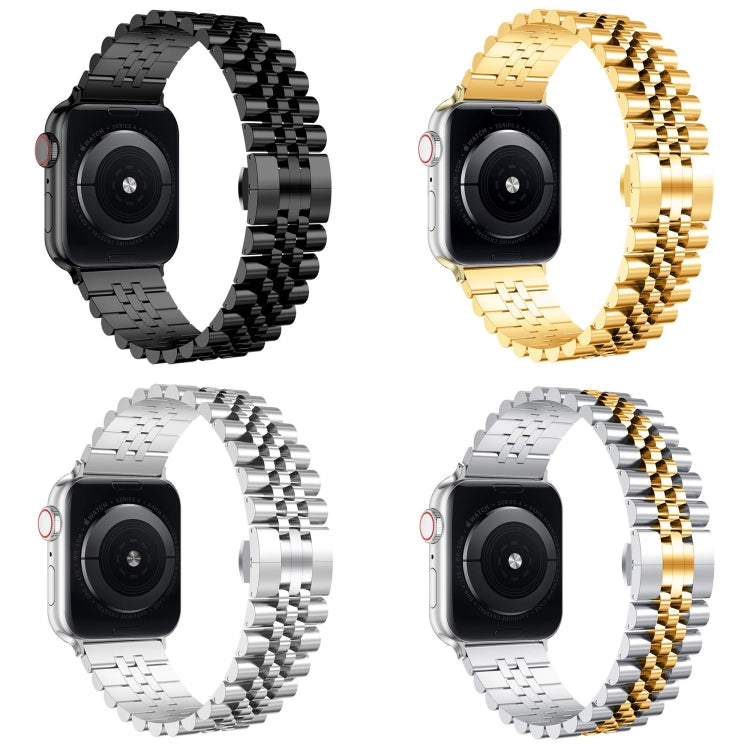 Metal Five Baht Replacement Steel Watch Band For Apple Watch Ultra 49mm&Watch Ultra 2 49mm / Series 9&8&7 45mm / SE 3&SE 2&6&SE&5&4 44mm / 3&2&1 42mm(Gold) by bashfashion