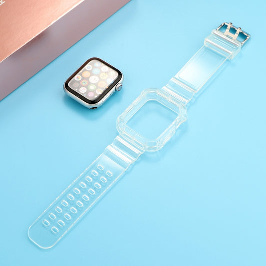 Transparent TPU Integrated Watch Band For Apple Watch Series 9&8&7 41mm / SE 3&SE 2&6&SE&5&4 40mm / 3&2&1 38mm(White) by bashfashion