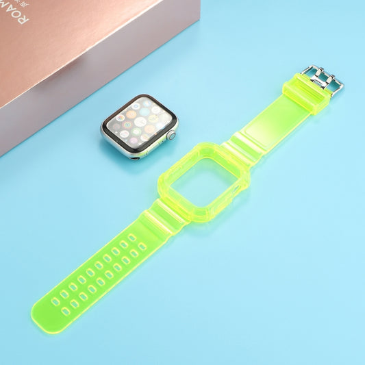 Transparent TPU Integrated Watch Band For Apple Watch Series 7 41mm / 6 & SE & 5 & 4 40mm / 3 & 2 & 1 38mm(Fluorescent Green) by bashfashion
