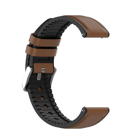 22mm Silicone Leather Watch Band for Huawei Watch GT 2 Pro(Brown) by bashfashion
