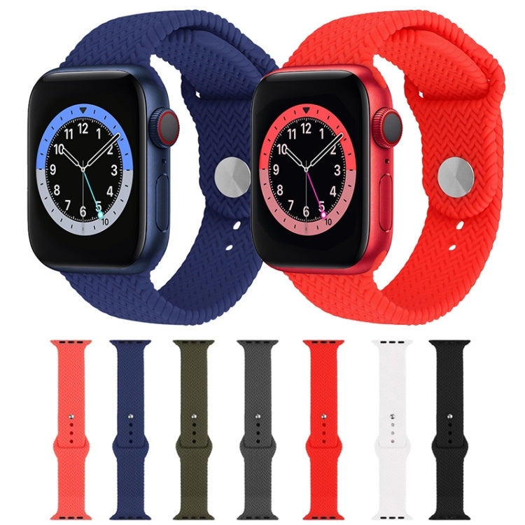 Woven Pattern Silicone Snap Watch Band For Apple Watch Series 7 41mm / 6 & SE & 5 & 4 40mm / 3 & 2 & 1 38mm(Charcoal) by bashfashion