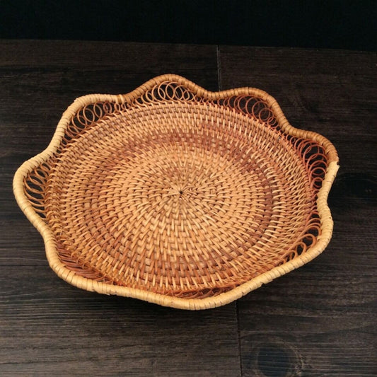 GP3 Braided Sweet Vegetable Fruit Snack Storage Tray Basket, Size: L by bashfashion