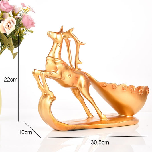 Creative Sika Deer Shape Wine Shelf Drain Rack Bottle Holder Living Room Ornaments Gift (Gold) by bashfashion