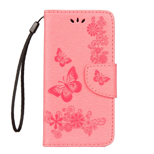 For Huawei P9 Lite Mini Vintage Embossed Floral Butterfly Pattern Horizontal Flip Leather Case with Card Slot & Holder & Wallet & Lanyard (Pink) by bashfashion