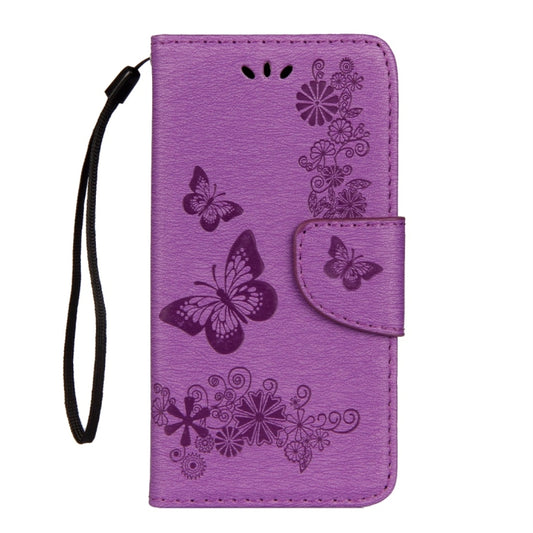 For Huawei P9 Lite Mini Vintage Embossed Floral Butterfly Pattern Horizontal Flip Leather Case with Card Slot & Holder & Wallet & Lanyard (Purple) by bashfashion