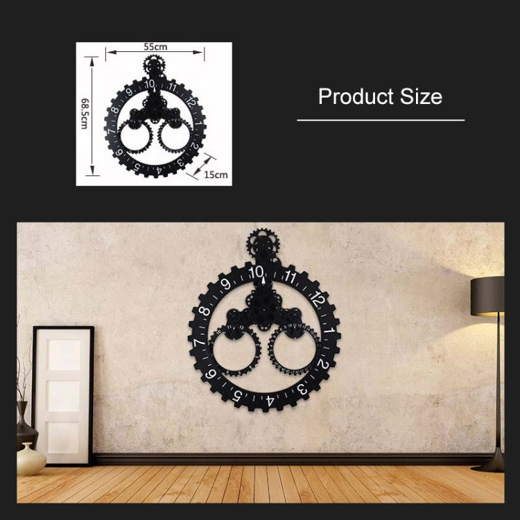 Home Simple European Style Triangular Mechanical Gears Wall Clock (Black) by bashfashion