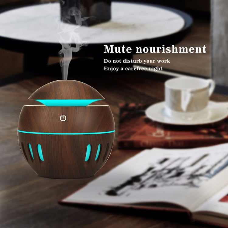 Wood Grain USB Hollowed-out Humidifier Seven Color Aromatherapy Lamp Automatic Alcohol Sprayer with Remote Control(White-3) by bashfashion
