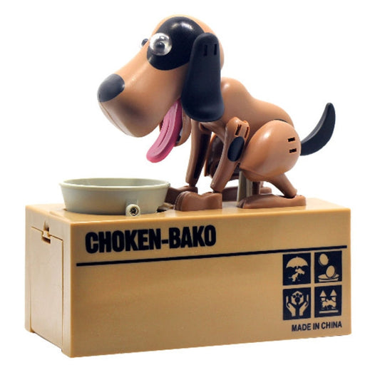 Creative Cartoon Edacious Puppy Automatic Money Eating Coin Saving Box, Brown Spotted Dog by bashfashion