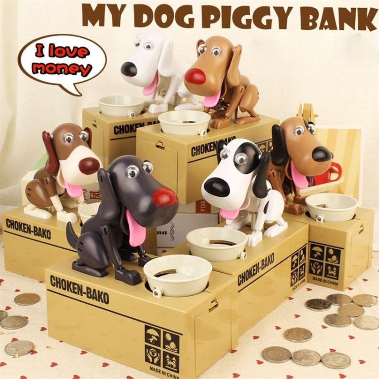 Creative Cartoon Edacious Puppy Automatic Money Eating Coin Saving Box, Brown and White Dog by bashfashion