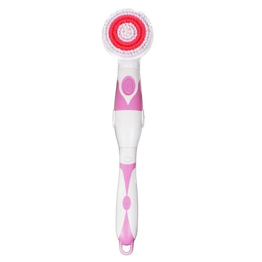 Multi-function Electric Waterproof Bath Cleansing Brush Long-handled Massage Brush, with 4 Brush Heads(Pink) by bashfashion