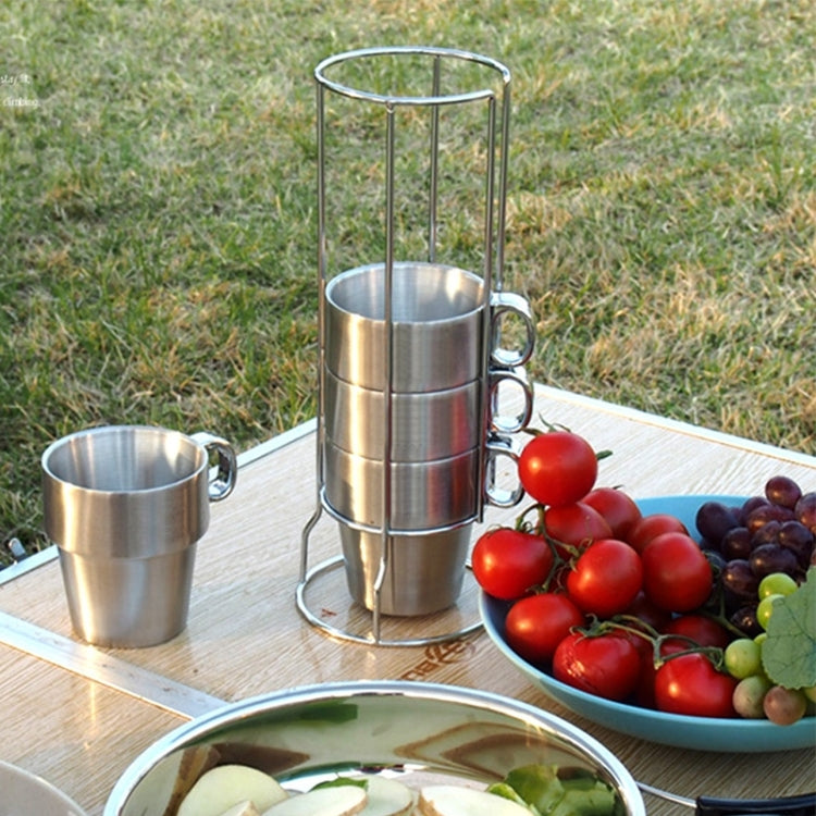 Outdoor Portable Picnic Cups Four Piece Suit Stainless Steel Drinking Mugs Anti-Hot Tea Coffee Cup by bashfashion