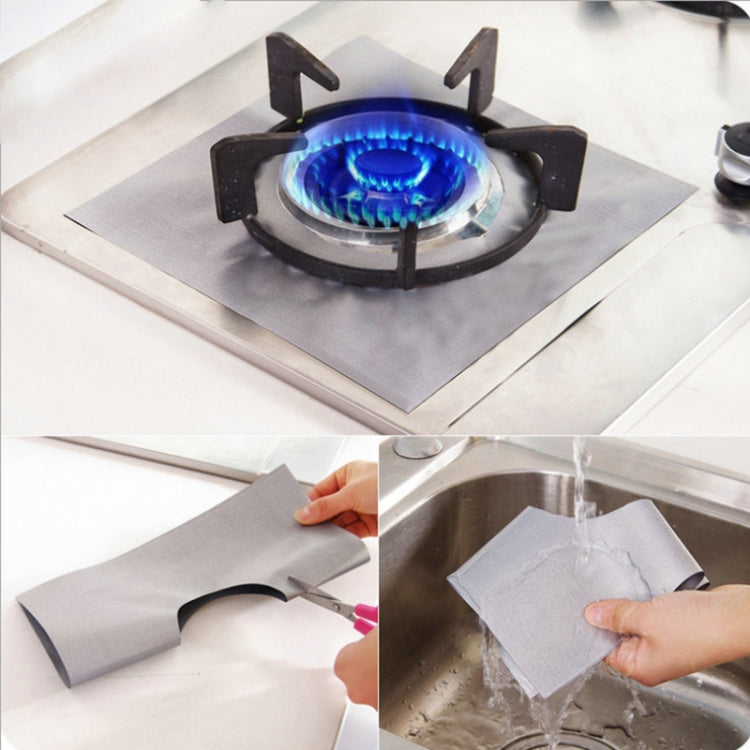 4 PCS Gas Furnace Surface Ultra-thin Fibre Material Stovetop Protective Cleaning Pad, Size: 27*27 cm (Silver) by bashfashion