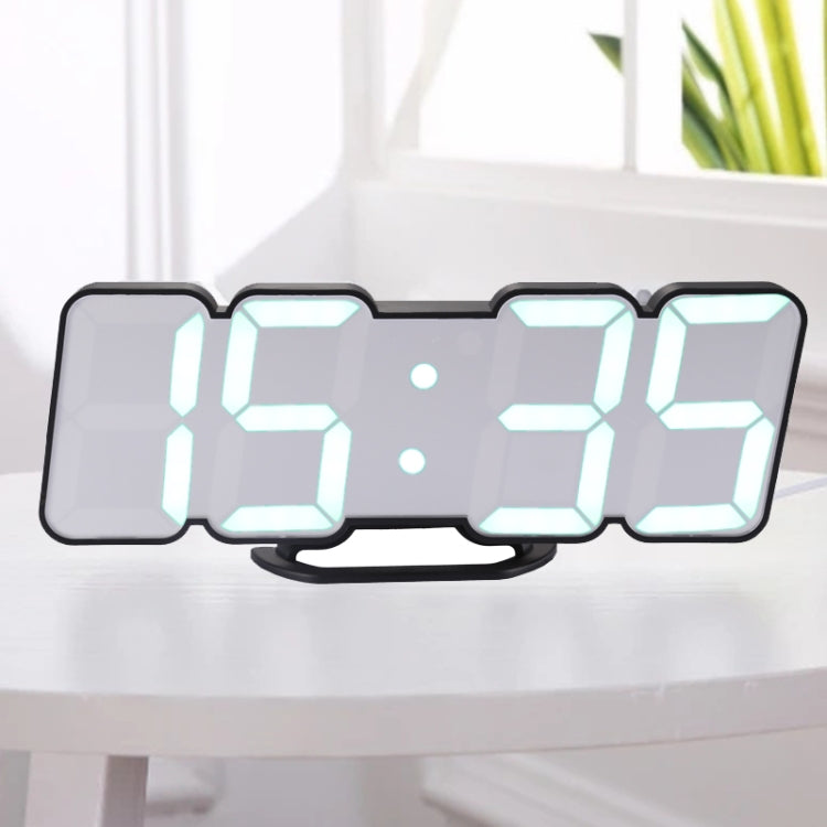 Modern 3D LED Sound Control Colorful Digital Alarm Clock Adjust Brightness Electronic Wall Glowing Hanging Clock with Remote Control(Black) by bashfashion