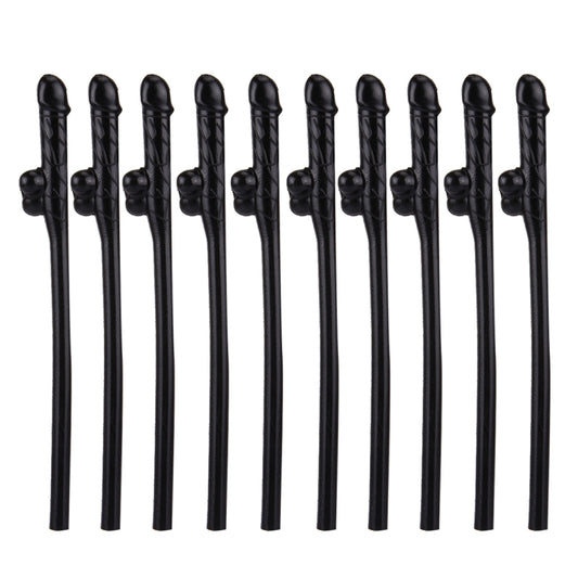10 PCS Dicky Sipping Straw, Length: about 19cm(Black) by bashfashion