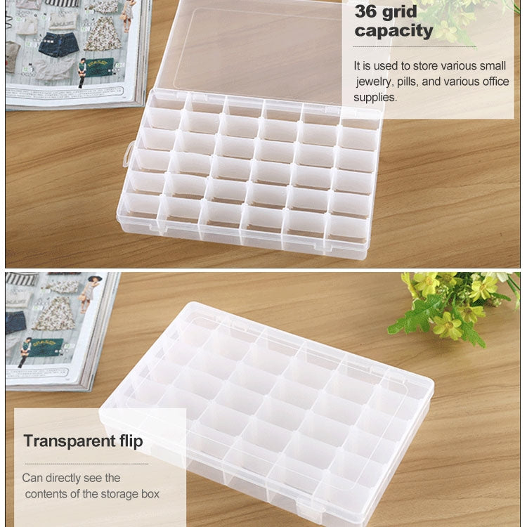 Plastic Organizer Container Storage Box Removable Grid Compartment for Jewelry Earring Fishing Hook Small Accessories, Size: Large, 36 Slots by bashfashion