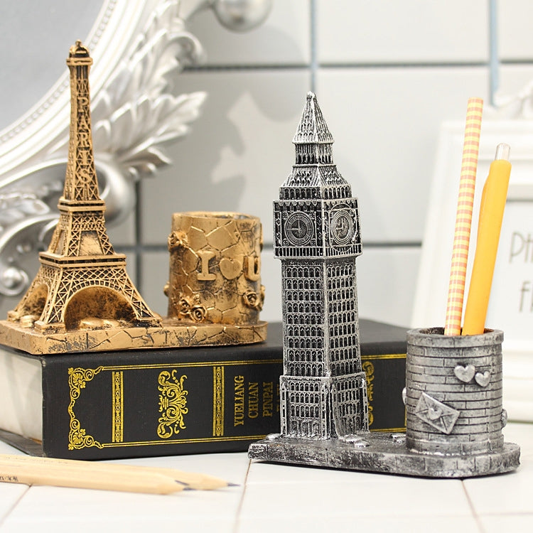 Creative Retro Resin Holland Windmill Pen Container School Stationery Life Office Supplies, Random Color Delivery by bashfashion