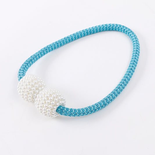 Fashion Adornments Pearl Magnetic Buckle Curtain Strap(Lake Blue) by bashfashion