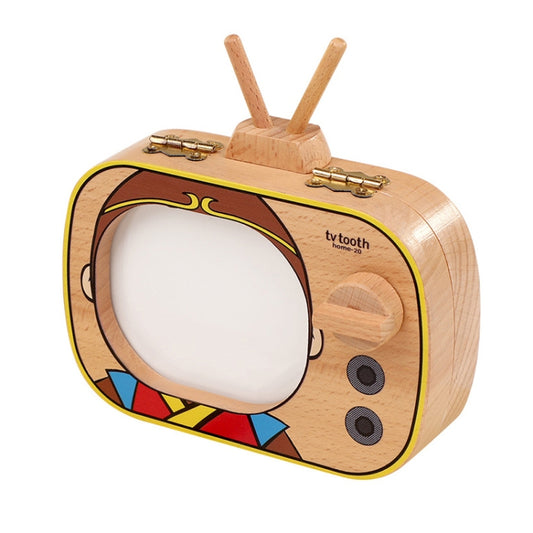 Creative Wooden Children TV Set Deciduous Tooth Preservation Box Baby Teeth Tooth House Storage Box by bashfashion