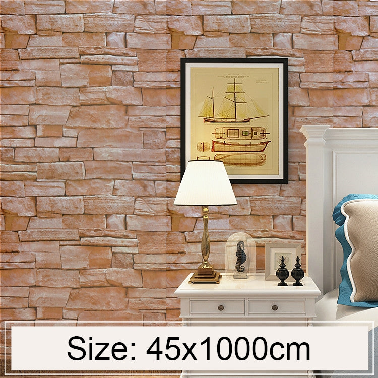 Slate Creative 3D Stone Brick Decoration Wallpaper Stickers Bedroom Living Room Wall Waterproof Wallpaper Roll, Size: 45 x 1000cm by bashfashion
