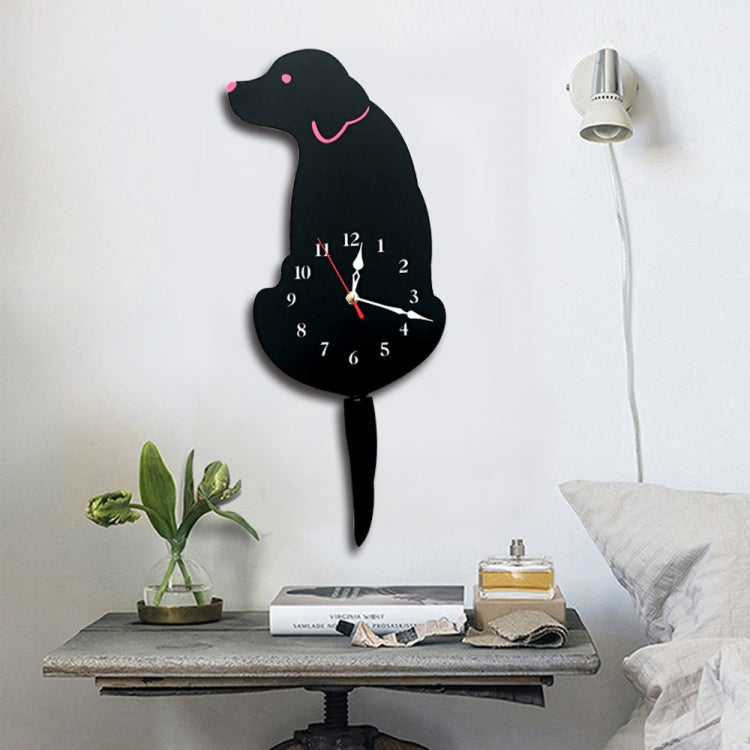 Home Office Bedroom Decoration Battery Operated Dog Shaped Wall Clock with Swinging Tails, Size : 42 x 18cm (Black) by bashfashion