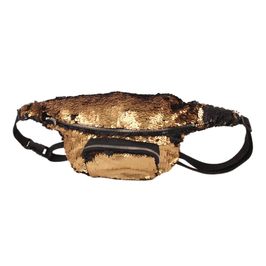 Sequins Waist Bag Double Color Makeup Bag Mermaid Purses Chest Pack Women Girl Travelling Mobile Phone Bag(Gold) by bashfashion